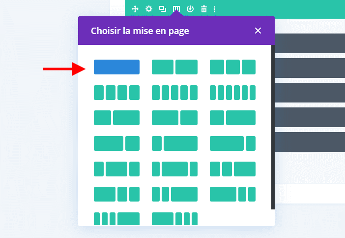 Choisir une mise en page divi Choisir une mise en page divi