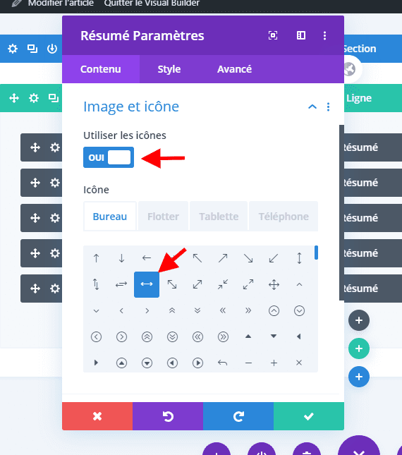 Configuration icons divi Configuration icons divi