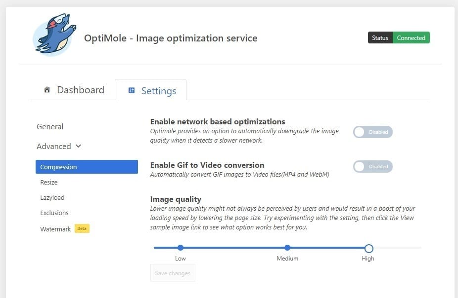 Reglage plugin optimole Reglage plugin optimole