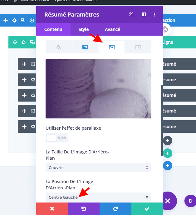 Résumé divi configuration arriere plan Résumé divi configuration arriere plan