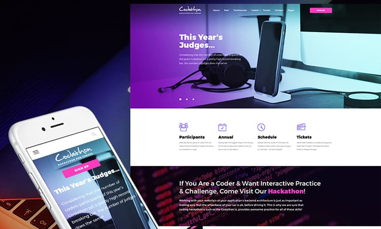 63940 big Codathon - Hackathon for Coders Landing thème WordPress adaptatif