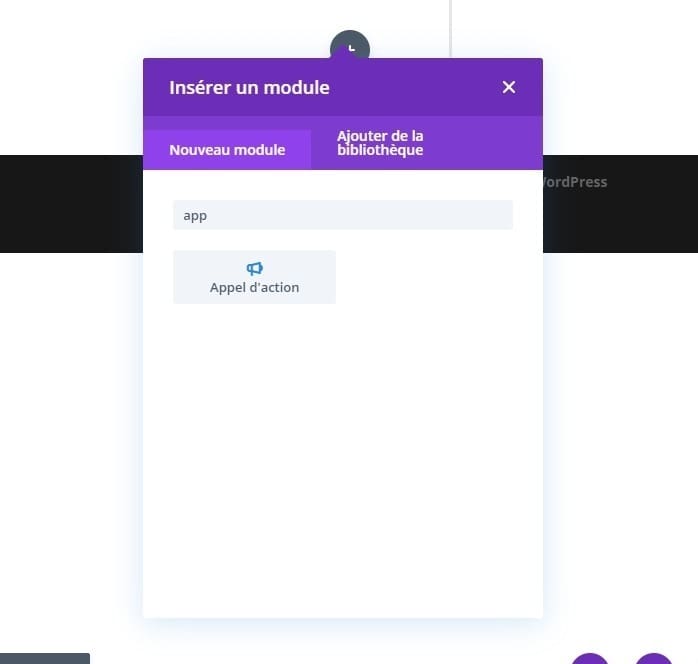 Ajouter module appel à laction Ajouter module appel à laction
