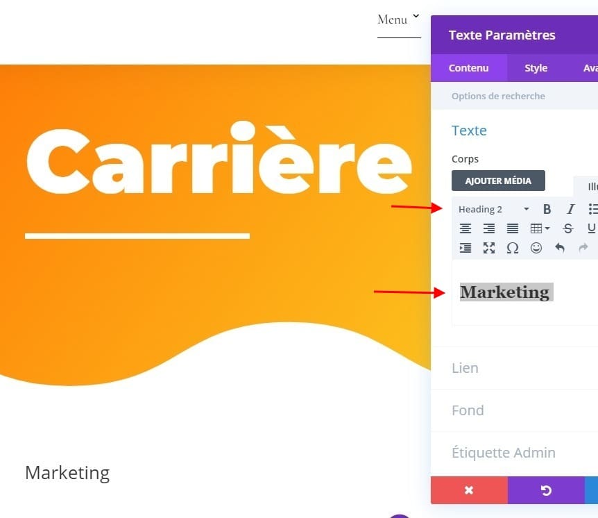 Ajouter module texte divi Ajouter module texte divi