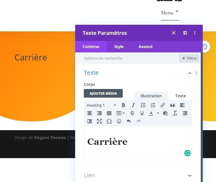 Ajouter une section texte Ajouter une section texte
