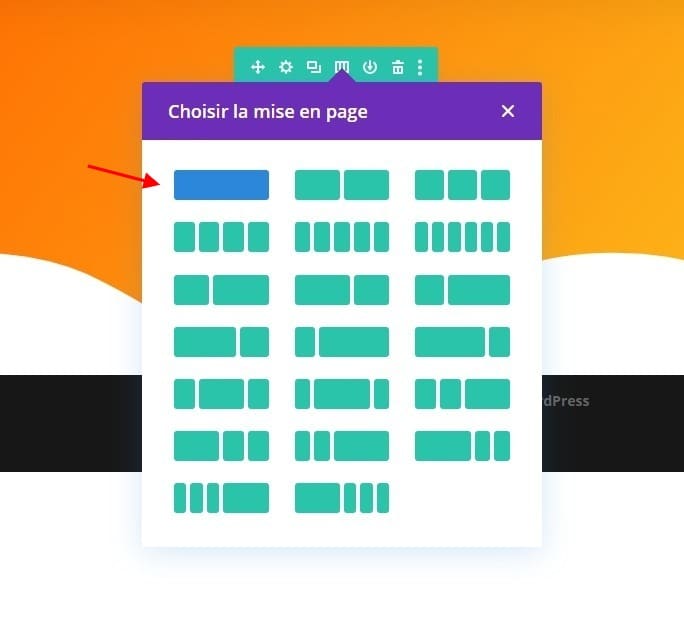 Choisir mise en page divi Choisir mise en page divi