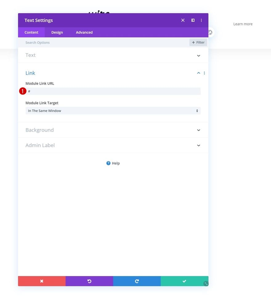 Configuration module texte divi Configuration module texte divi