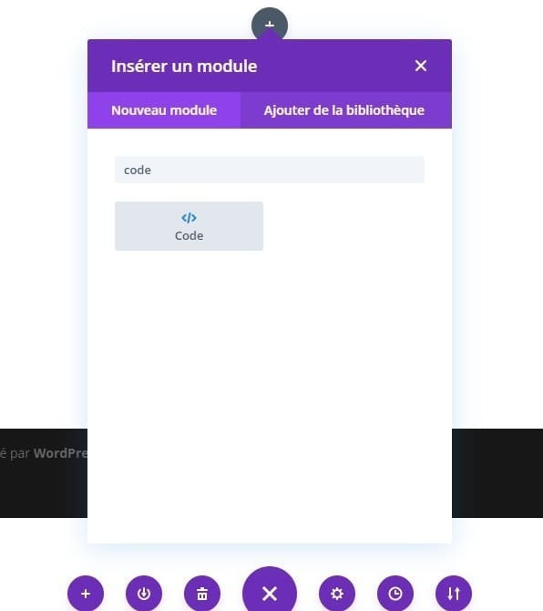 Insérer un module de type code divi Insérer un module de type code divi