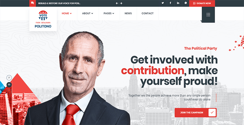 meilleurs thèmes WordPress - Politono thème wordpress de campagne politique