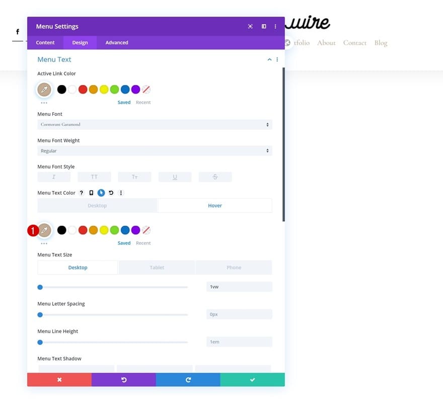 Reglage couleur menu divi Reglage couleur menu divi