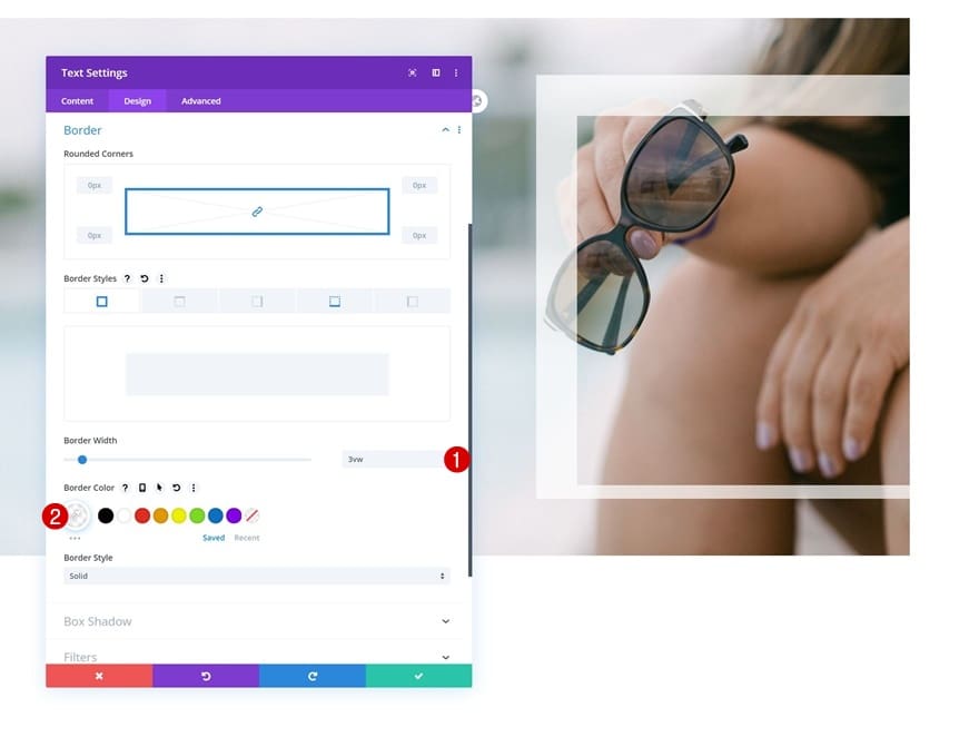 Configuration bordure divi Configuration bordure divi