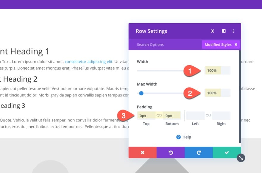 Configuration ligne divi Configuration ligne divi