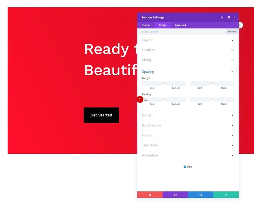 Configurer espacement section divi Configurer espacement section divi