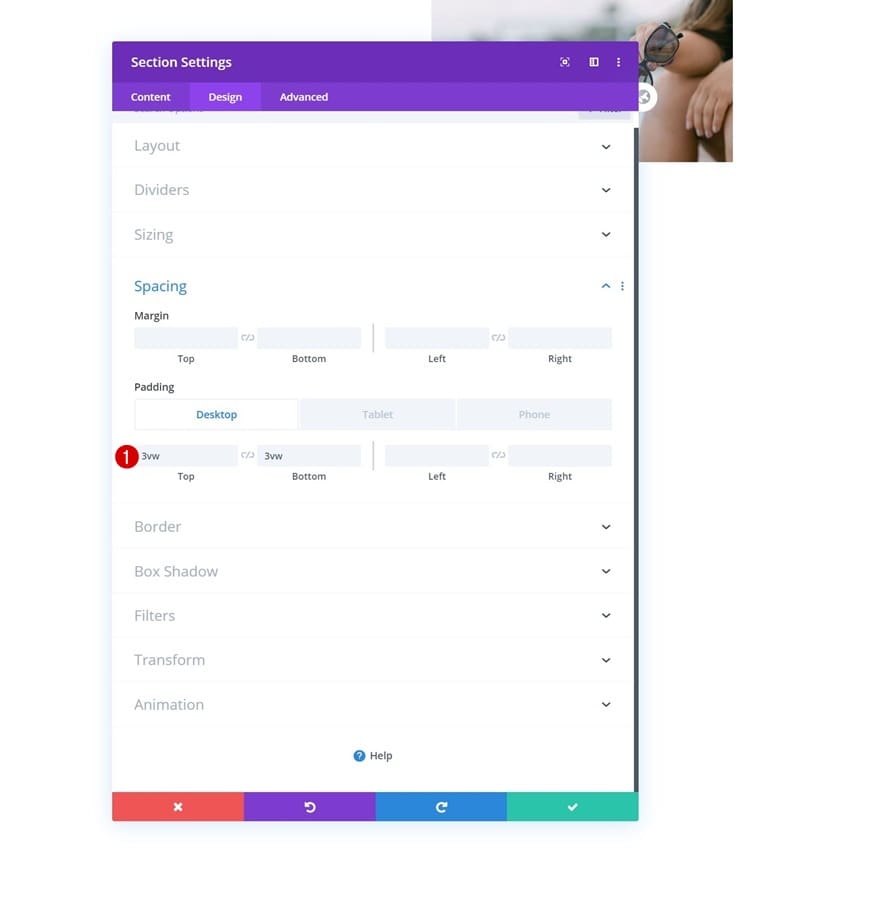 Configurer le rembourrage divi Configurer le rembourrage divi