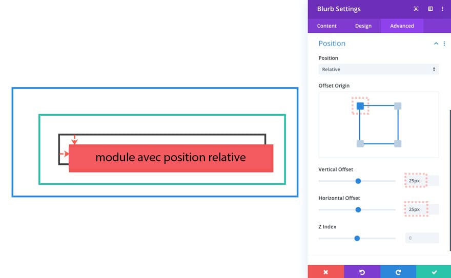 Module avec position relative 2 Module avec position relative 2