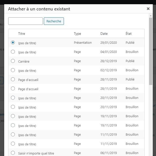 Rechercher un article à attacher Rechercher un article à attacher