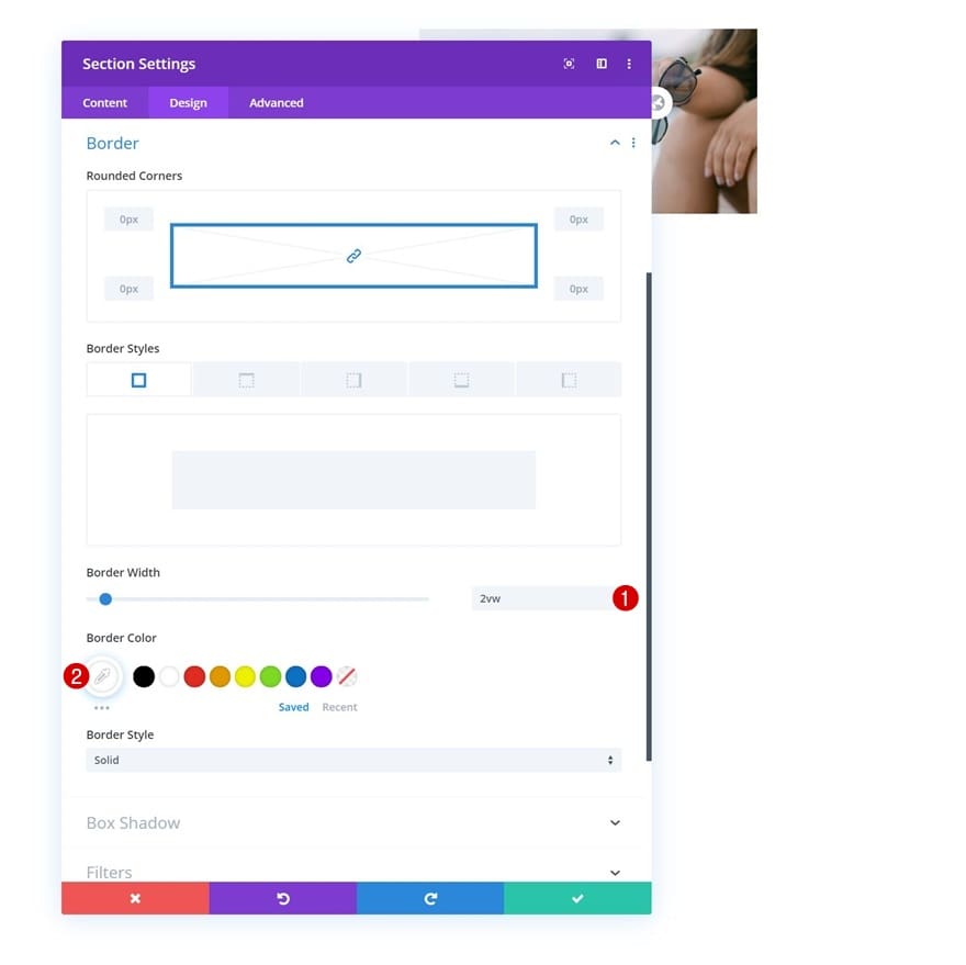 Reglage de section divi Reglage de section divi