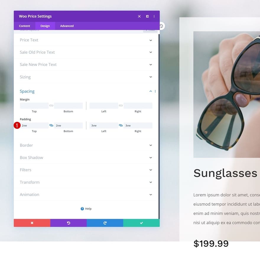Reglage espacement module woo price divi Reglage espacement module woo price divi