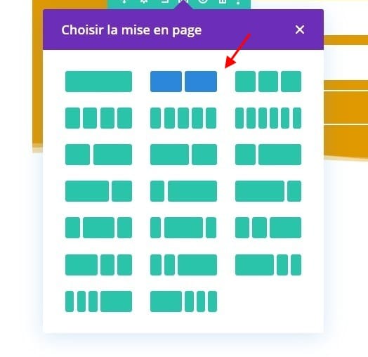 Choisir mise en page divi Choisir mise en page divi