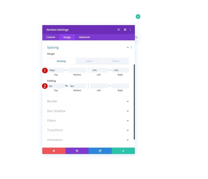 Configuration espacement divi Configuration espacement divi