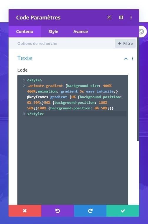 Configuraton style module divi Configuraton style module divi