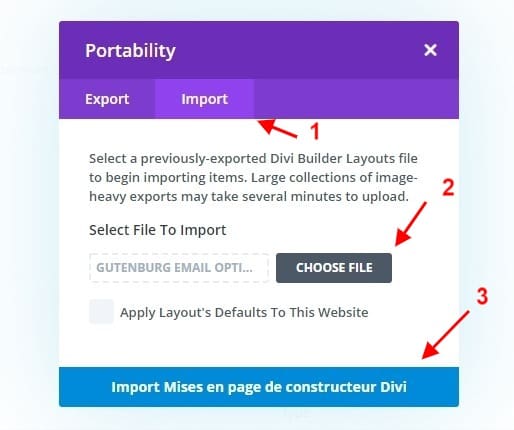 Importer json divi 1 Importer json divi 1