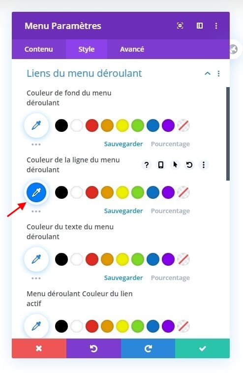 Menu deroulant divi Menu deroulant divi