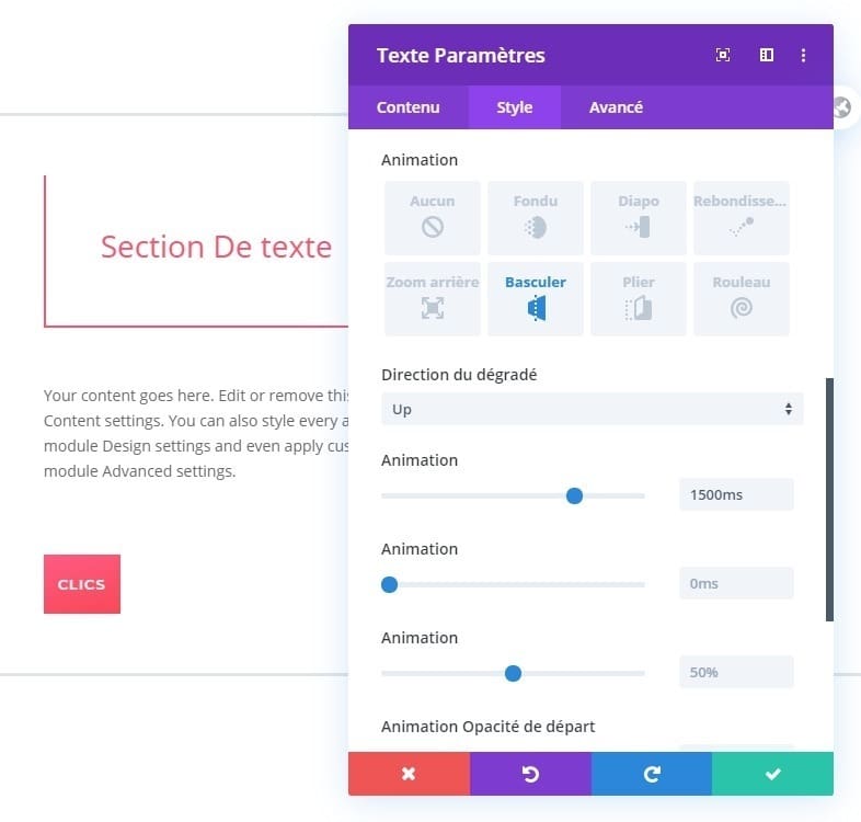 Paramètre texte module divi Paramètre texte module divi