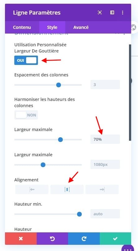Personnalisation dimensionnement ligne 2 Personnalisation dimensionnement ligne 2