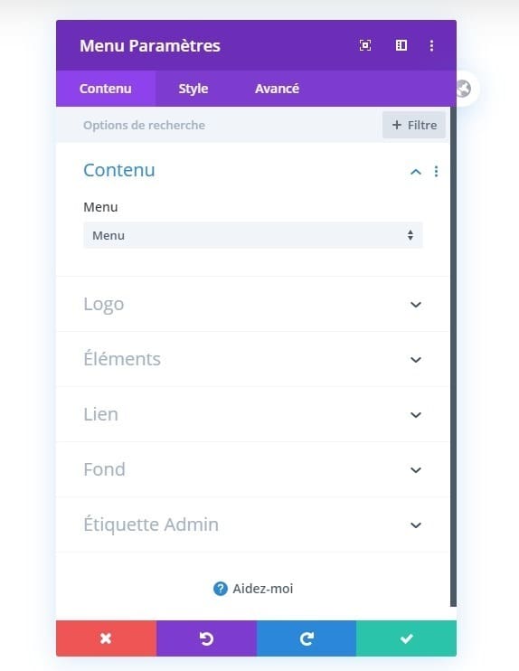 Personnalisation module menu divi Personnalisation module menu divi