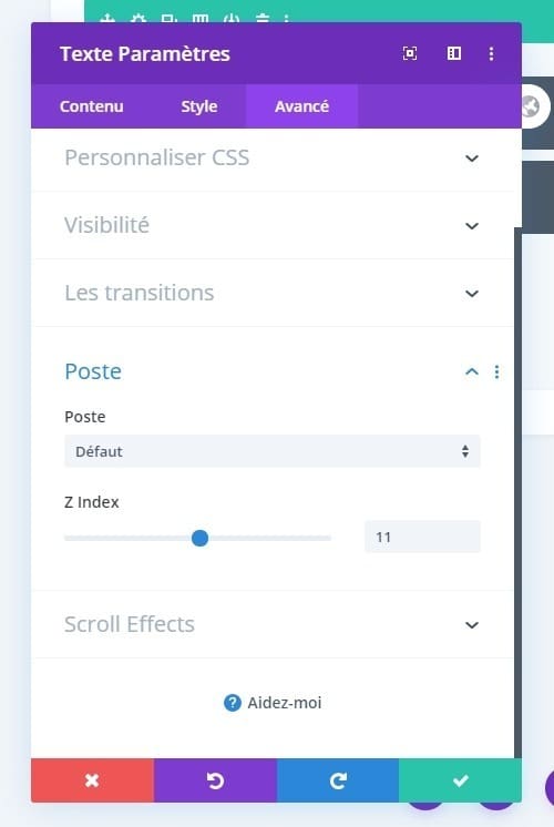 Position module texte divi Position module texte divi
