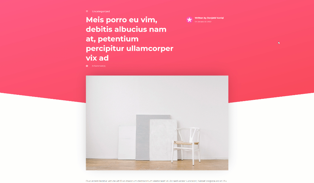 Представяне на анимация Divi
