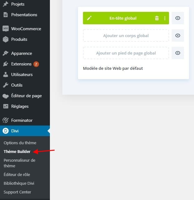 Thème builder divi menu Thème builder divi menu