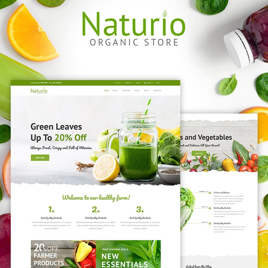 Naturio - Modèle de magasin d'alimentation thème WooCommerce adaptatif