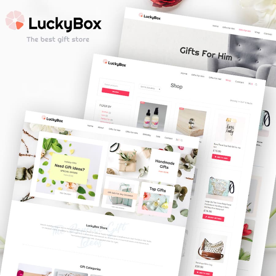 LuckyBox - Gift Store Elementor thème WooCommerce adaptatif