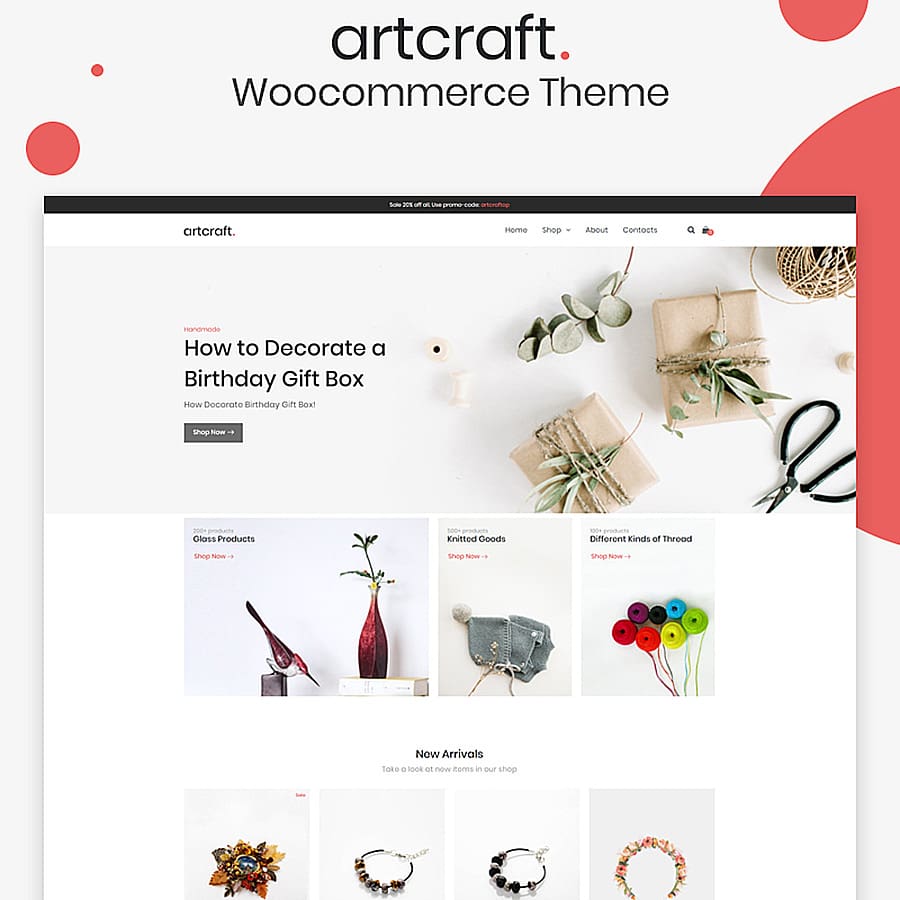 Artcraft - Handmade ECommerce Clean Elementor thème WooCommerce adaptatif