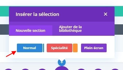 Ajouter section régulière divi Ajouter section régulière divi