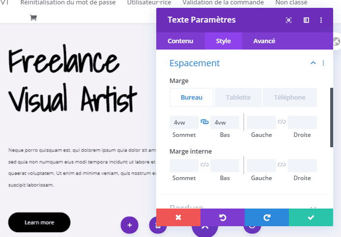 Configuration espacement divi texte Configuration espacement divi texte