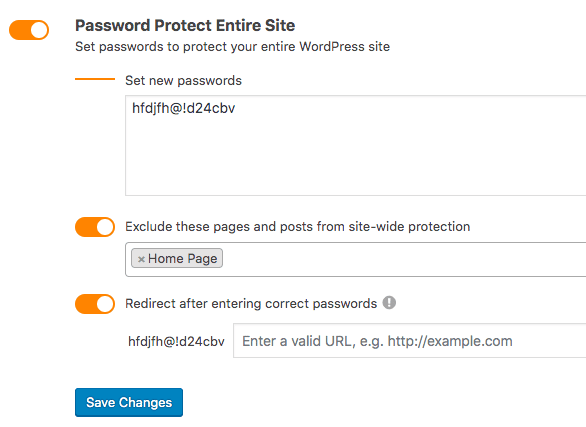 Configure password protect Configure password protect