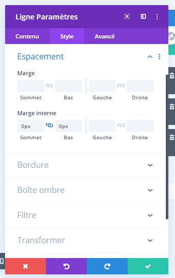 Espacement ligne divi Espacement ligne divi