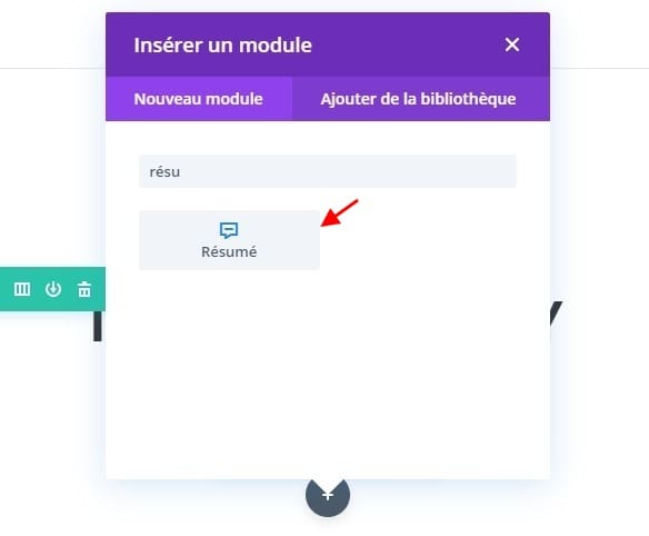 Module résumé divi selection Module résumé divi selection