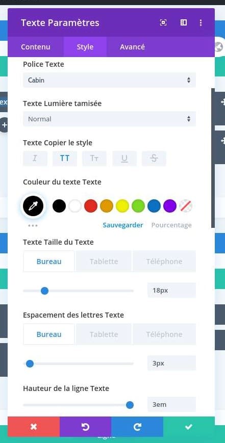 Parametre texte divi Parametre texte divi