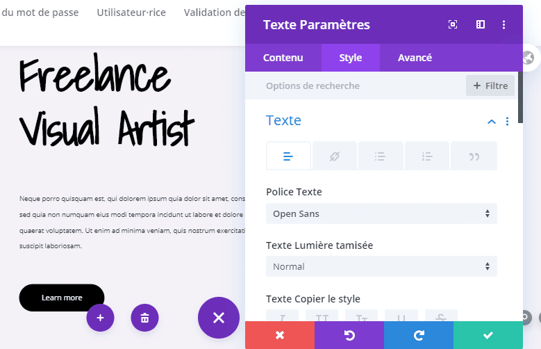 Personnalisation police texte divi Personnalisation police texte divi