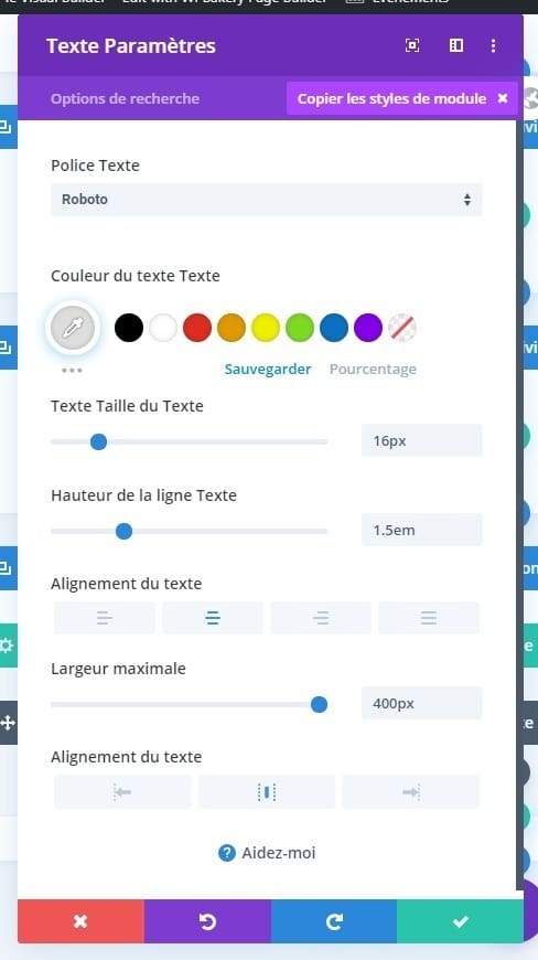 Personnaliser style texte module divi Personnaliser style texte module divi