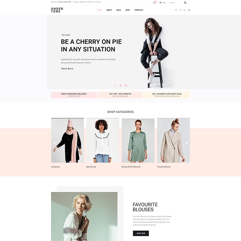Undertone Clothes & accessories woocommerce Elementor template