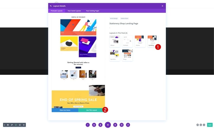 Choisir une mise en page divi Choisir une mise en page divi