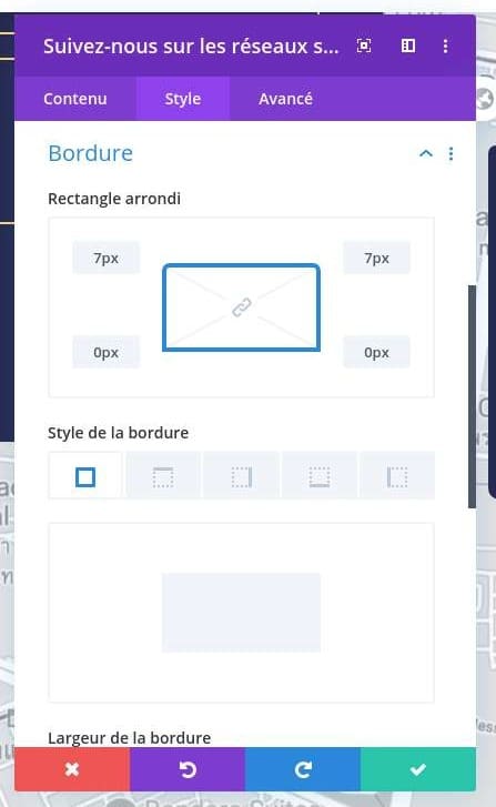 Configuration bordure module divi Configuration bordure module divi