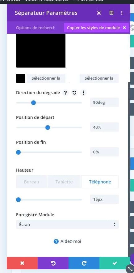 Configuration separateur divi Configuration separateur divi