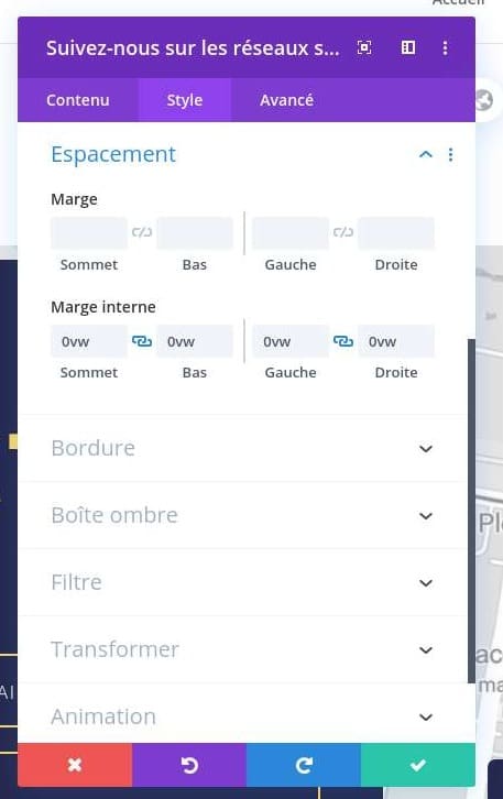Configurer espacement divi Configurer espacement divi
