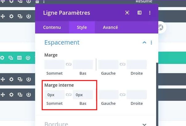 Confiuration espacement divi Confiuration espacement divi