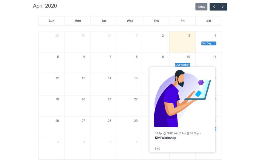 Demo module event calendar divi Demo module event calendar divi